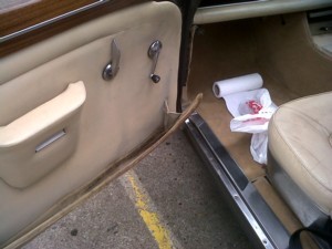 Rover P5B door card repair.